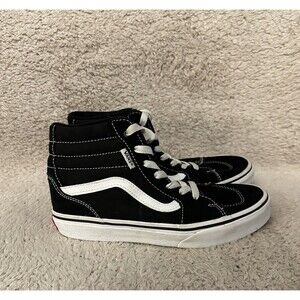 Vans Off The Wall Old Skool High Top Black Shoes Sneaker Suede Kids Boys Size 3Y